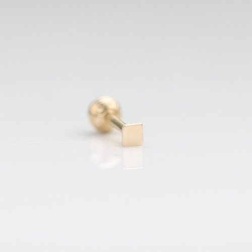 CHARIS GRACE 14K Gold Square Piercing 金方形鎖珠耳環 (單個)