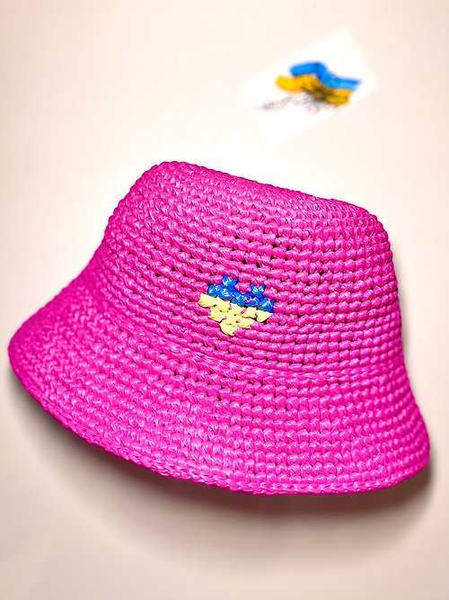 N.Shu_handmade Buckethat, fish man hat, summer hat, pink hat