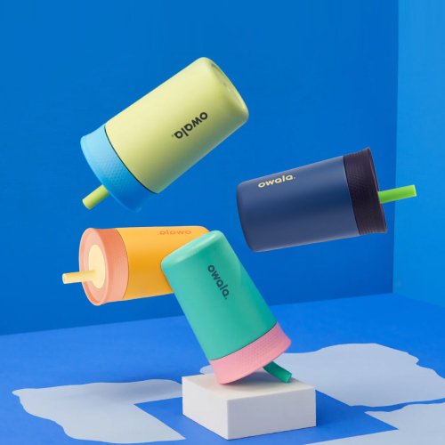 Blender Bottle x Owala 官方授權旗艦店 Blender x Owala Kids' Tumbler兒童三層不鏽鋼矽膠吸管水壺355ml
