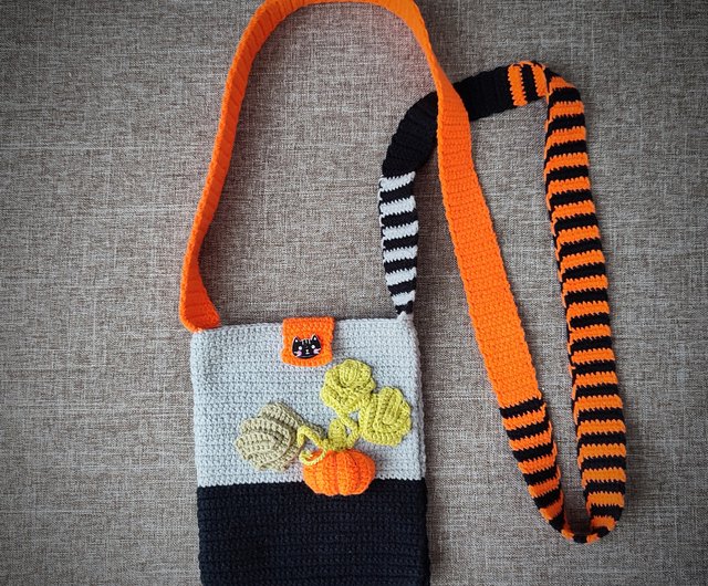 Crochet bag pumpkin. Crochet bag for phone. Women s bag. Pumpkin