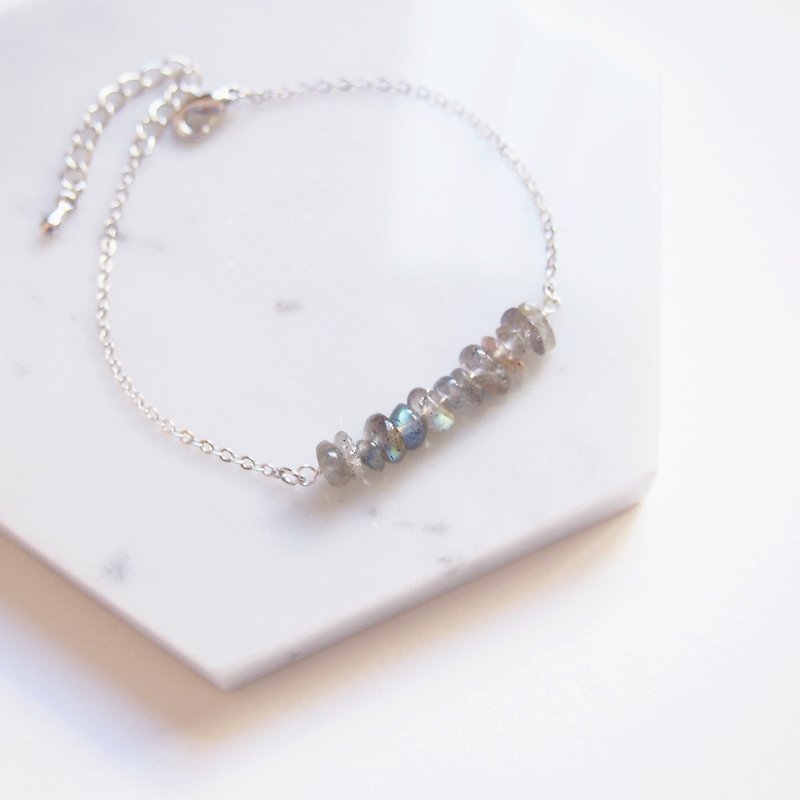 Simple temperament · natural moonlight stone · rhodium-plated copper bracelet · gift - Bracelets - Gemstone Gray