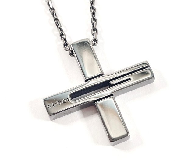 GUCCI クロスカットネックレス ブラック GUCCI - 【レア廃盤品】GUCCI クロス カットアウトG チェーン