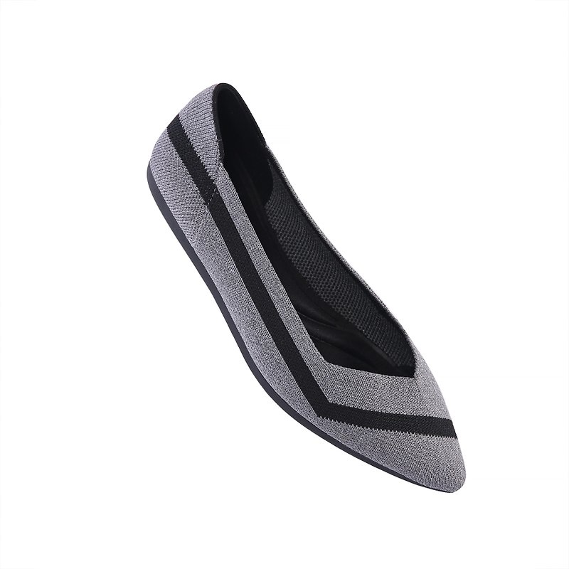Pointed Flat Stripe Series | Gray 5640 - Mary Jane Shoes & Ballet Shoes - Other Man-Made Fibers Gray