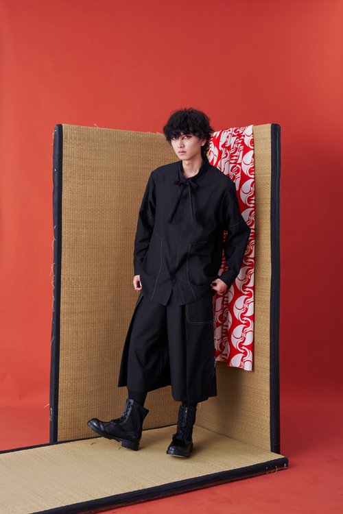 INF 長袖襯衫/解構衣領/綁帶/24AW-INF