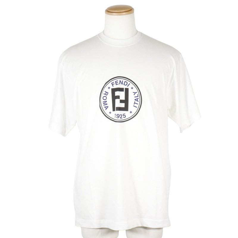 [Direct from Japan] FENDI Logo Short Sleeve T-shirt Double F Cotton White Men's [Used] - เสื้อยืดผู้ชาย - ผ้าฝ้าย/ผ้าลินิน ขาว
