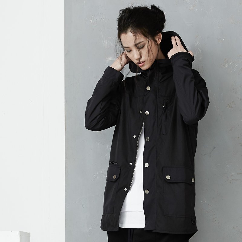 DYCTEAM - Parka jacket waterproof | 長板防水風衣外套 - 女大衣/外套 - 防水材質 黑色