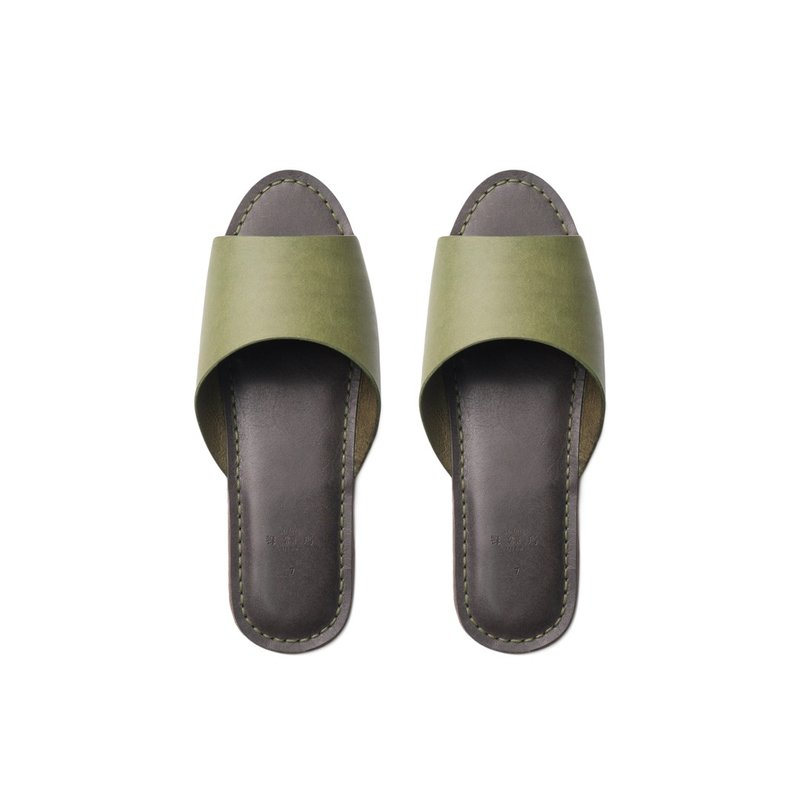 DIY material package simple leather home indoor slippers M1-049 - เครื่องหนัง - หนังแท้ สีเขียว