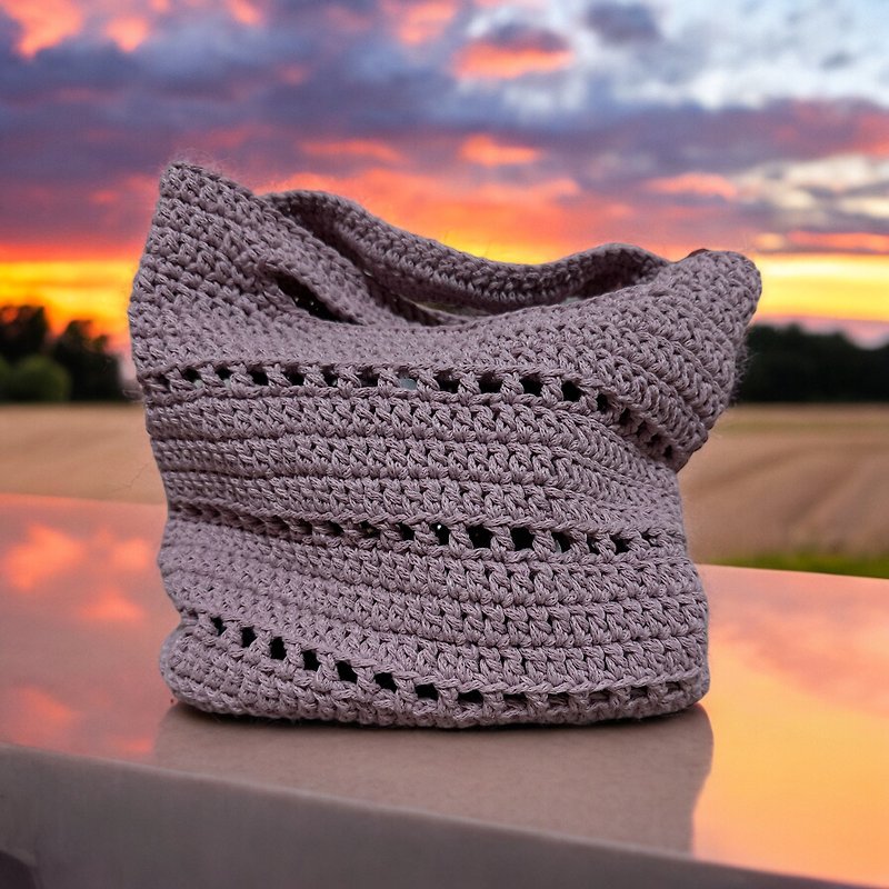 Crochet tote bag - Handbags & Totes - Cotton & Hemp Pink