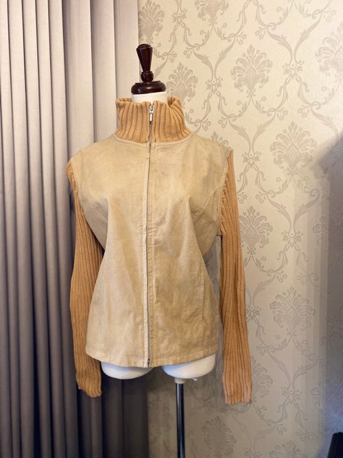 【藏私‧Collection】 豚皮針織編織古著夾克外套
