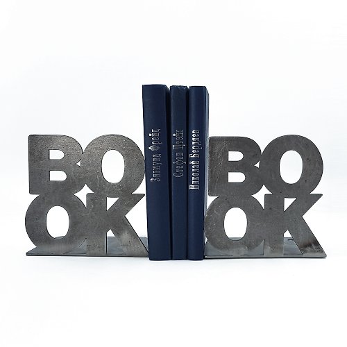 Design Atelier Article Thick Metal Industrial Brutalist Style Bookends BookOne, Modern Shelf Decor