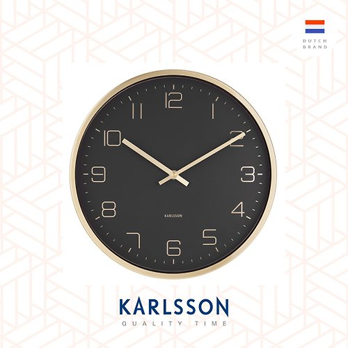 Ur Lifestyle Karlsson 亮金框黑色掛鐘Wall clock Gold Elegance black