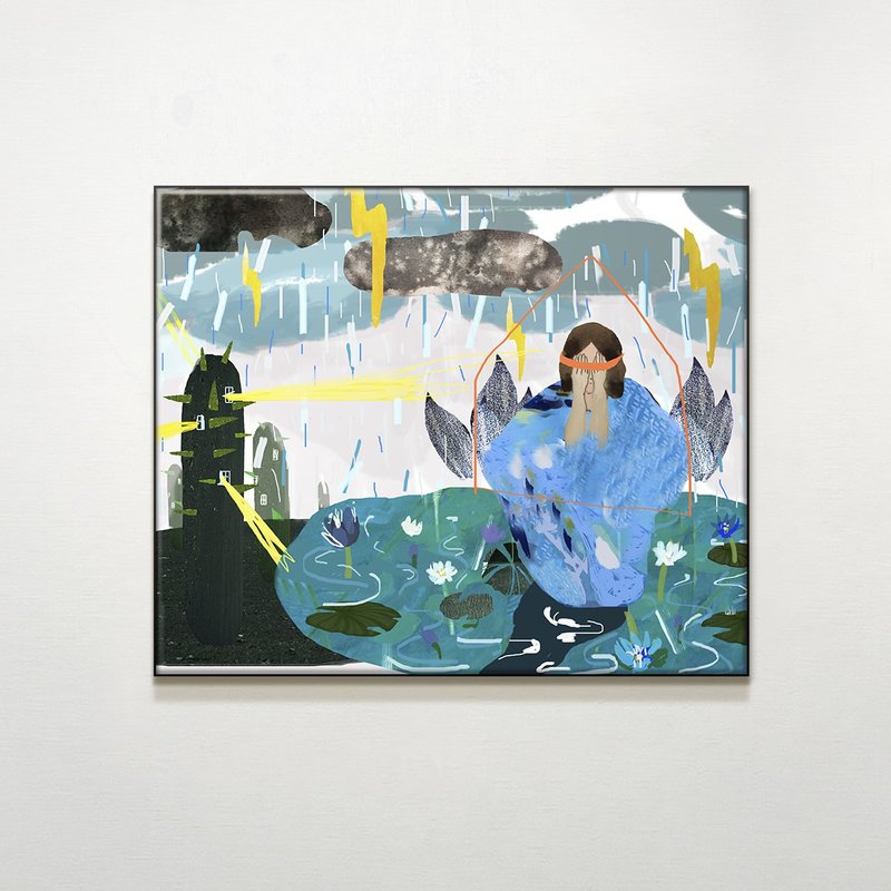 雷陣雨 / 李聿安.插畫.客廳.臥室掛畫.空間佈置.家居佈置 - 海報/掛畫/掛布 - 防水材質 