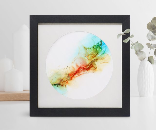 霧晨湖畔 水彩スクエア額装アート」 霧晨湖畔 水彩スクエア額装アート