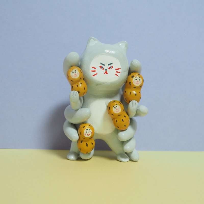 peanut nine-tailed cat - 玩偶/公仔 - 黏土 灰色
