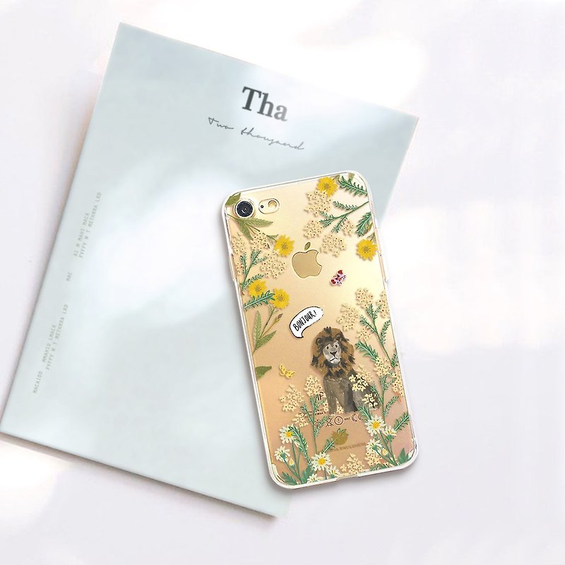 Animal clear phone case Floral iPhone x Case Samsung note8 case Galaxy s8 case - Phone Cases - Plastic Khaki