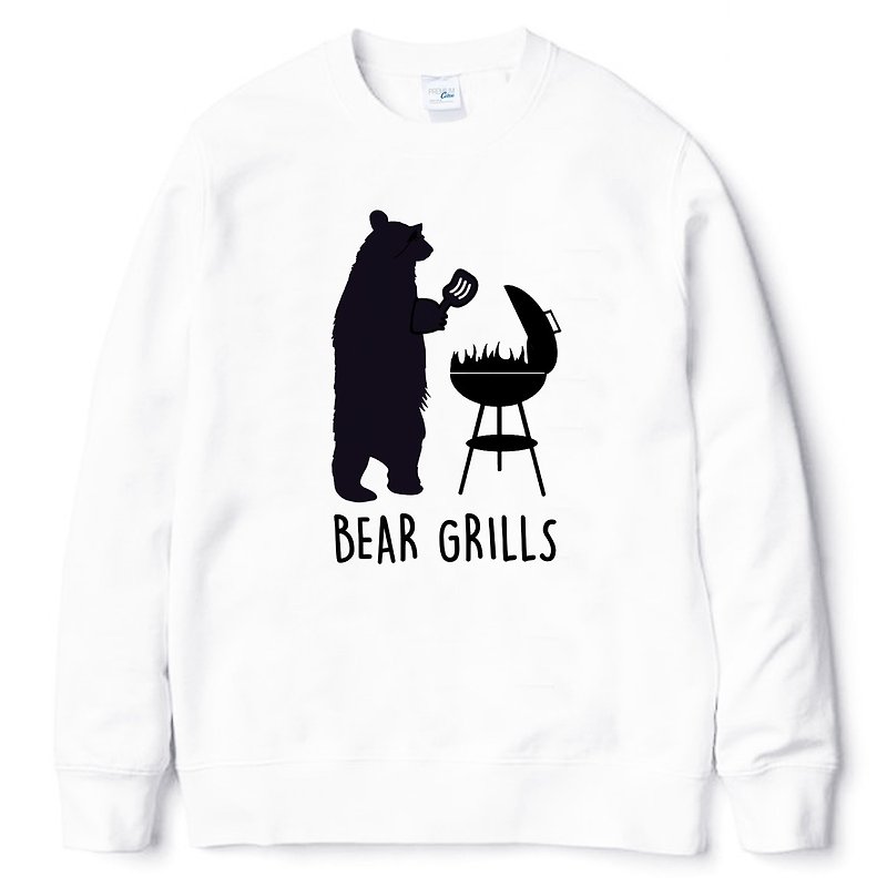 BEAR GRILLS #2 WHITE SWEATSHIRT - เสื้อยืดผู้ชาย - ผ้าฝ้าย/ผ้าลินิน ขาว