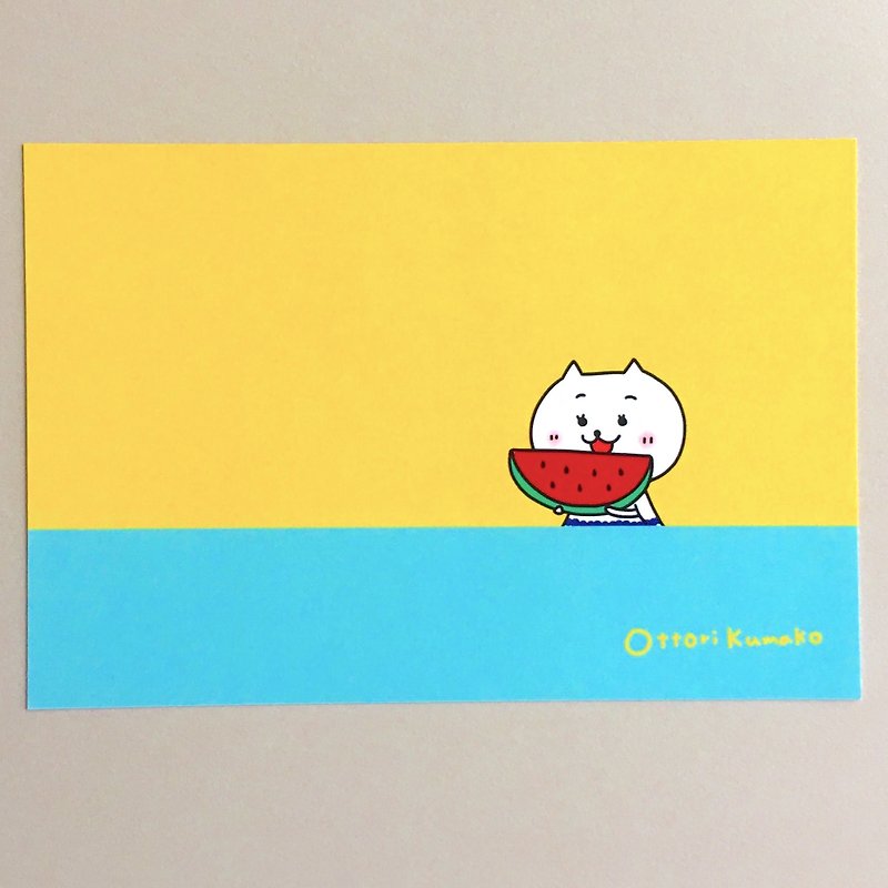 Postcards-Watermelon and Kumako - การ์ด/โปสการ์ด - กระดาษ สีเหลือง