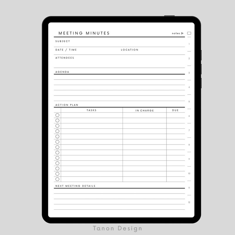 Meeting Minutes, Meeting Notes, Meeting Agenda, Digital Planner and Printable Te - 電子手帳及素材 - 其他材質 