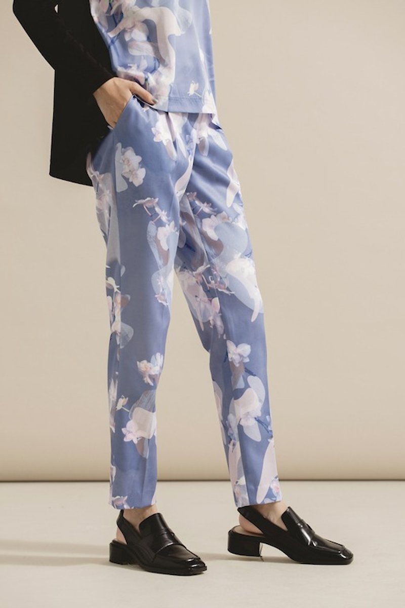 Orchid print trousers - Women's Pants - Polyester Multicolor