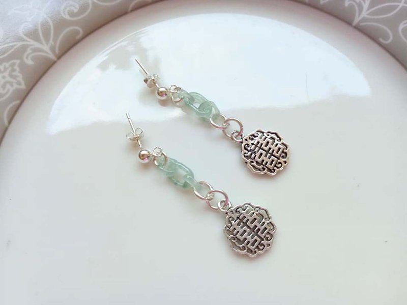 Natural Burmese jade A cargo jade ~ ice jade ring sterling silver earrings - ต่างหู - หยก 