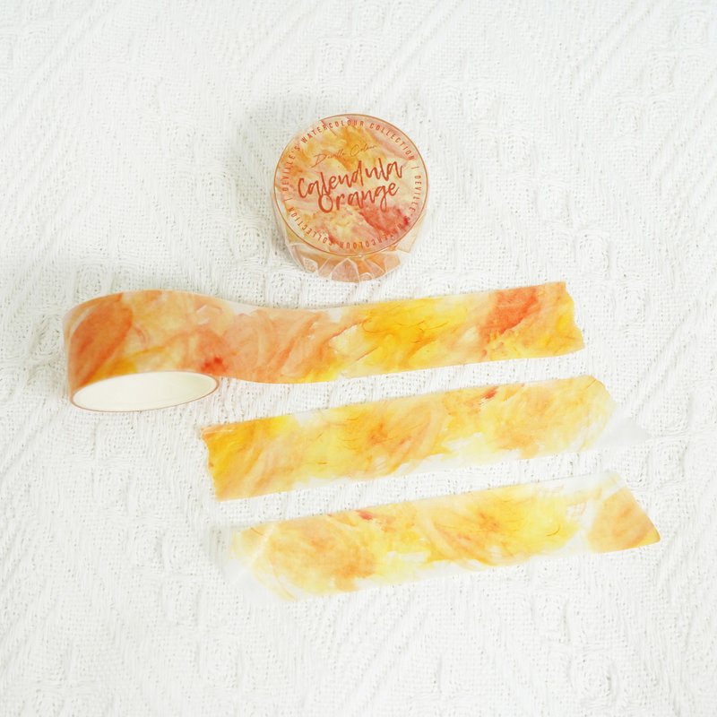 【Calendula Orange 橙金盞花】水彩祝福 和紙膠帶 手帳裝飾 拼貼 - 紙膠帶/和紙/PET - 紙 橘色