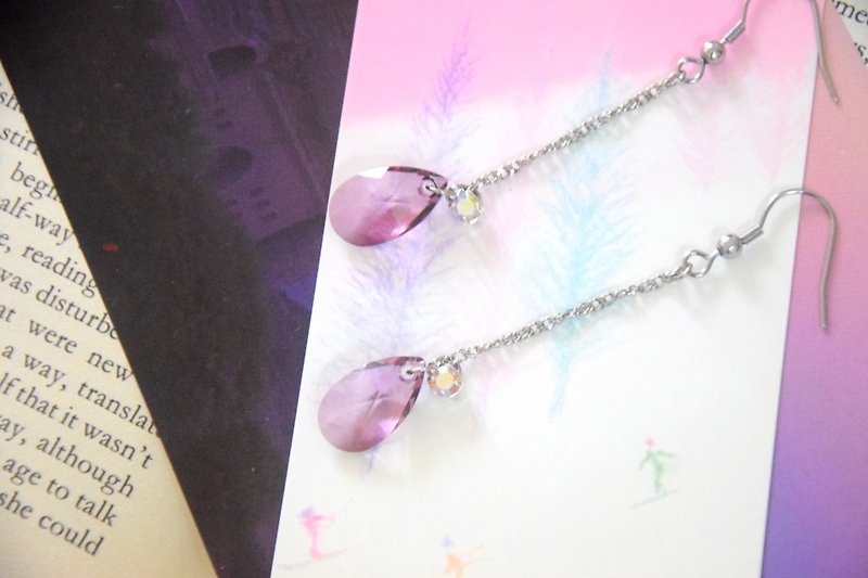 Elegant Swarovski Antique Pink Beads Handmade Earrings/Ear Clips - ต่างหู - วัสดุอื่นๆ สึชมพู