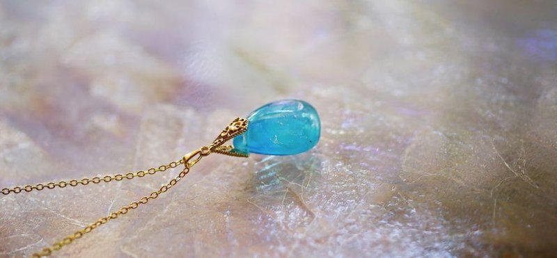 Blue fog drops - 項鍊 - 玻璃 藍色