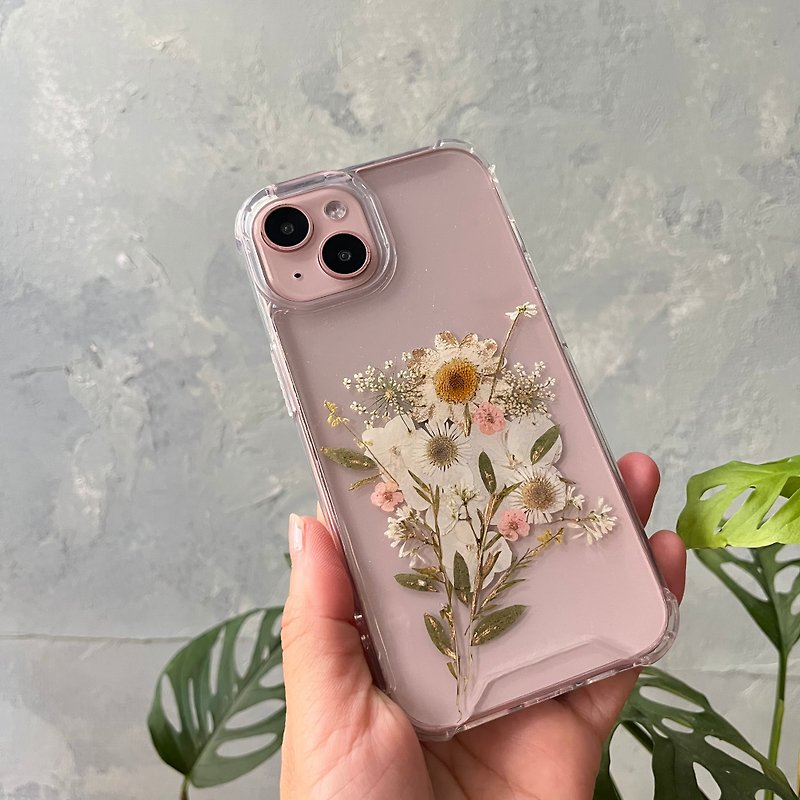 Xmas Silver Maple - pressed flower phone case - เคส/ซองมือถือ - พืช/ดอกไม้ ขาว