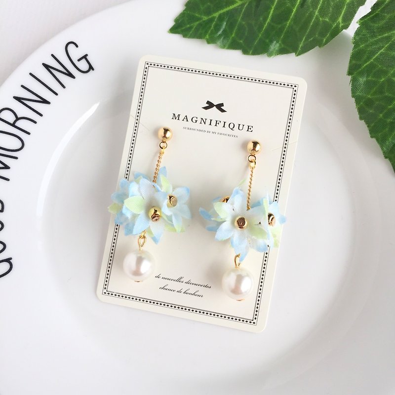 flower petal earrings drop earrings birthday gift Valentine's Day  bridal  - Earrings & Clip-ons - Plants & Flowers Blue