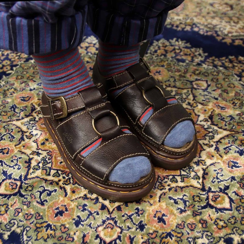 Tsubasa.Y Ancient House A03 Dark Brown Ring Martin Sandals, Dr.Martens - Sandals - Genuine Leather 