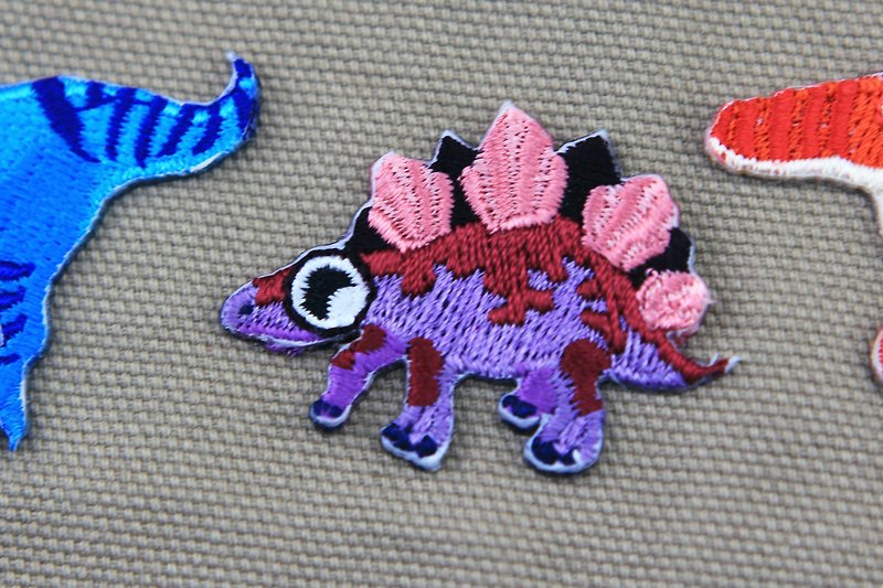 Iron brother self-adhesive embroidered cloth stickers-dinosaur resurrection series - Knitting, Embroidery, Felted Wool & Sewing - Thread Purple