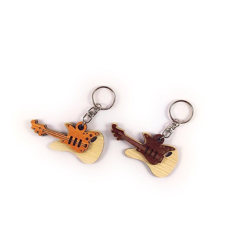 【教師節禮物】木雕鑰匙圈-電吉他 - 鑰匙圈/鑰匙包 - 木頭 咖啡色