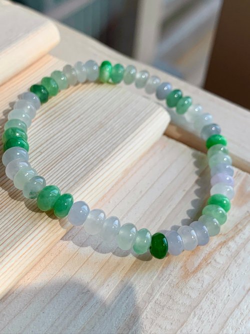 ice of Jadeite 天然緬甸翡翠A玉多寶3彩鼓珠手鏈 能量石