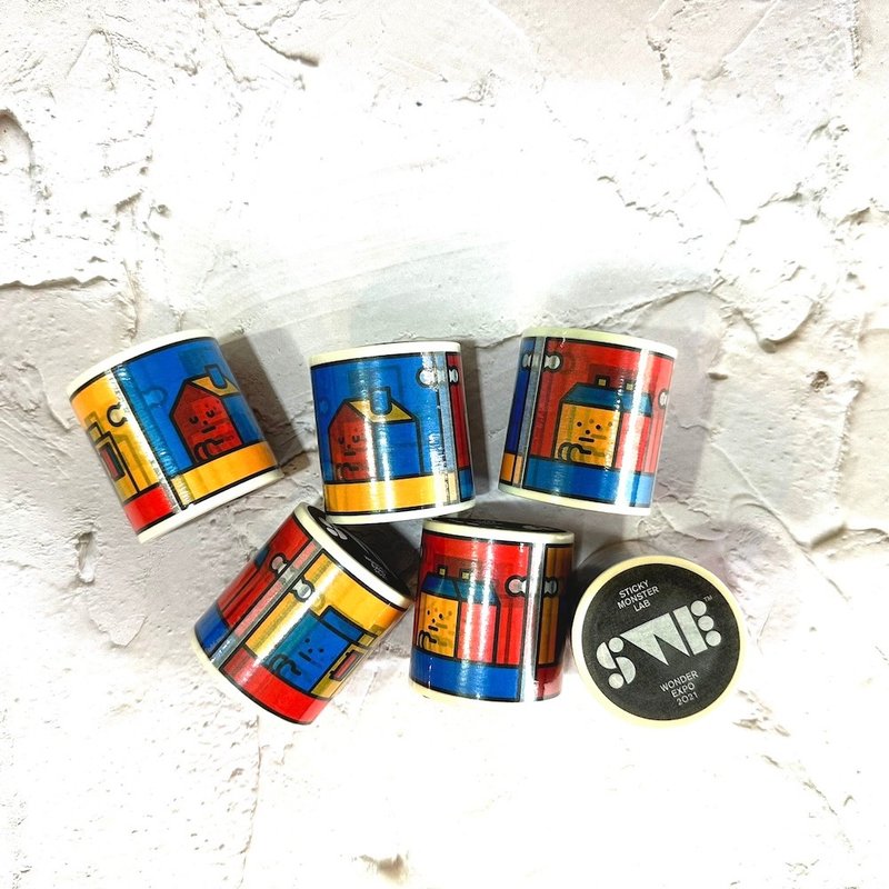 SWE exhibition product of the Goo Monster Research Institute-Washy Tape Monster House - Washi Tape - Glass Multicolor