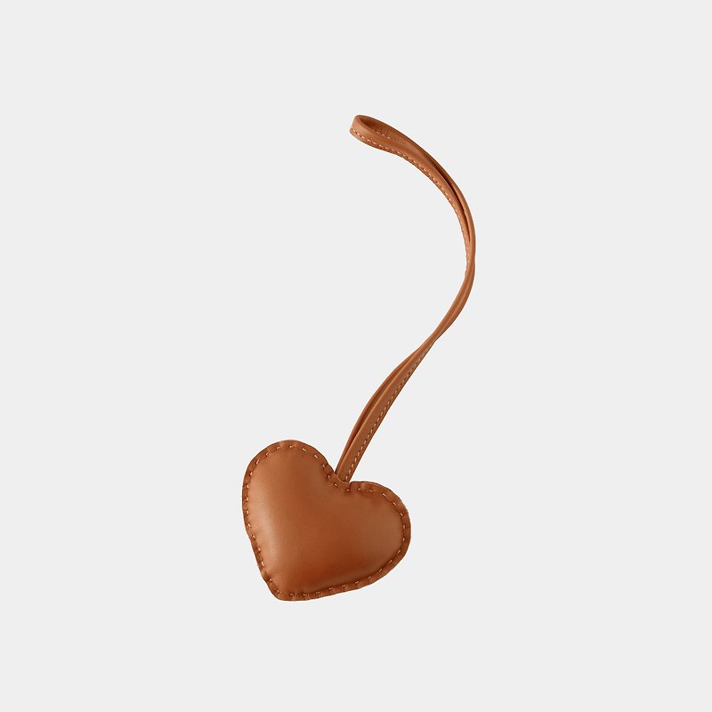 Advanced Lambskin Heart Charm (Coffee) - Charms - Genuine Leather Brown