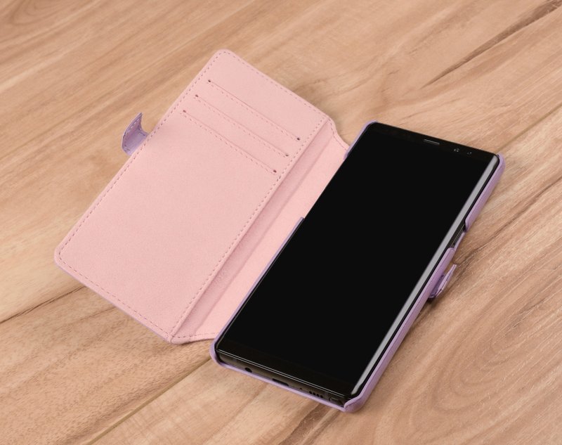 SAMSUNG Note 8 / Note 9 Style N85 硬殼式側翻菱格皮套客製訂做 - 其他 - 真皮 紫色