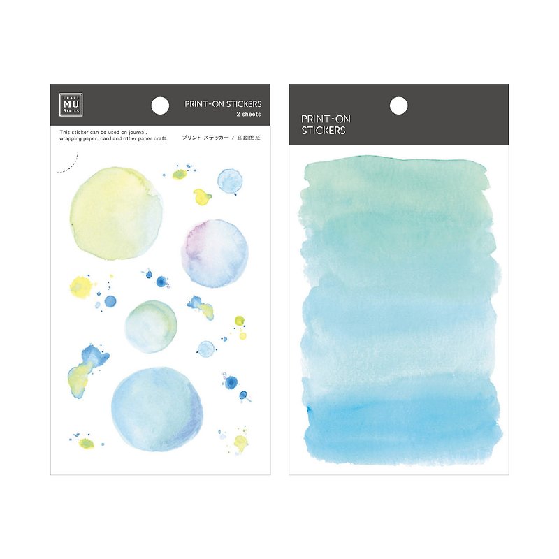 【Print-On Stickers】| 色彩系列08-湖藍泡沫水彩 | 轉印貼紙 - 貼紙 - 其他材質 藍色