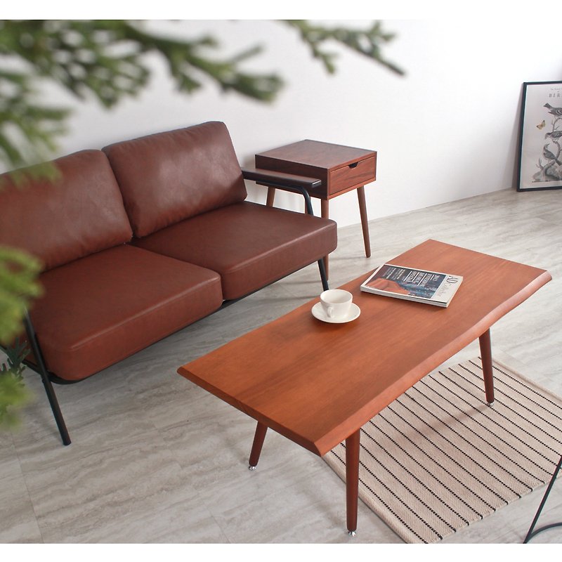 Japanese retro imitation natural mountain-shaped edge solid wood coffee table / New Zealand pine solid wood - เฟอร์นิเจอร์อื่น ๆ - ไม้ สีนำ้ตาล