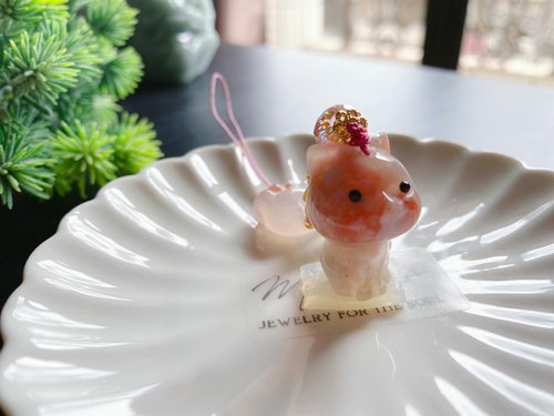 樂藏｜輕珠寶｜手作能量 櫻花瑪瑙 貓 貓掌 小魚 可愛 萌 手機鍊 吊飾 天然石 禮物