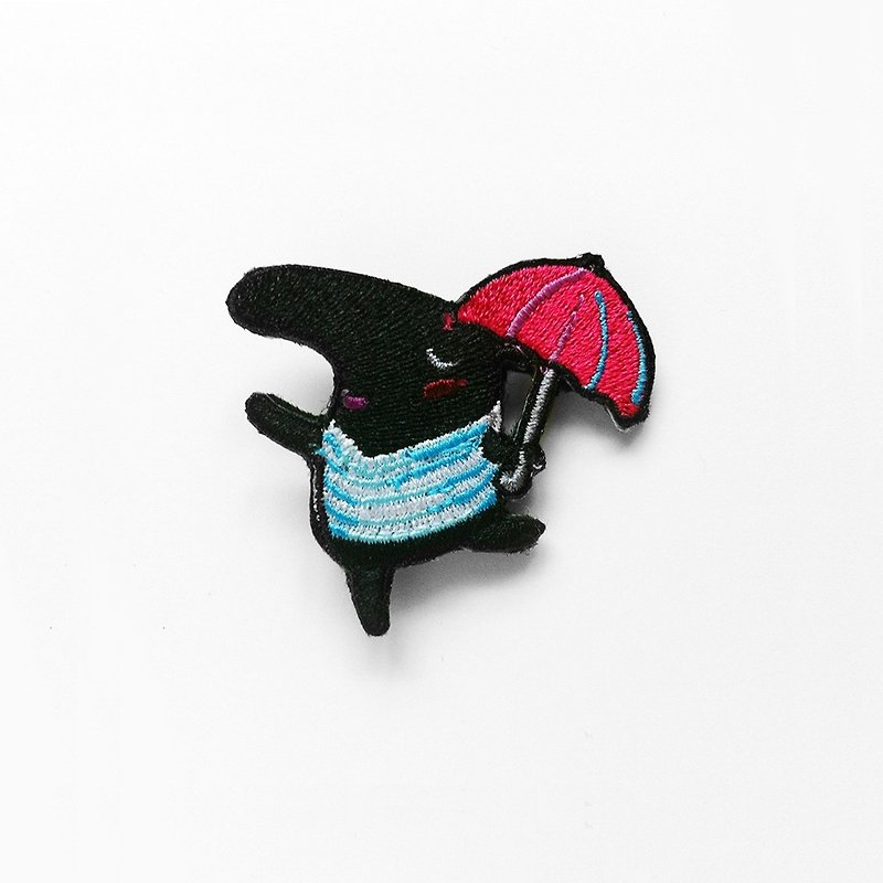 【9cm zoo hug series – Olulu the Tapir】Electric embroidery Pin - เข็มกลัด - เส้นใยสังเคราะห์ 