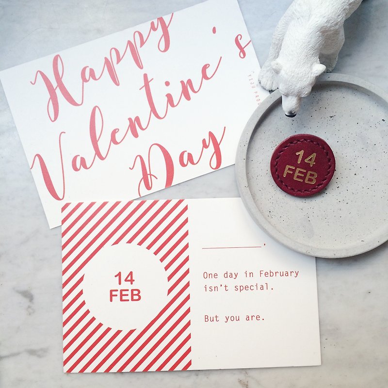 Valentine's Day limited edition pin postcards suits | handmade leather pintle | VALENTINE'S SPECIAL - Brooches - Genuine Leather Red
