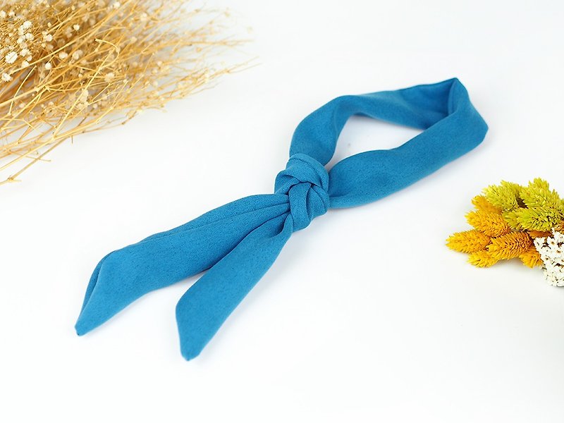 [AS-09]スーパーソフト霧海青色[限定]を導くミニマル季節と小さなスカーフ手作り鉛フリーアルミニウム - スカーフ - シルク・絹 ブルー