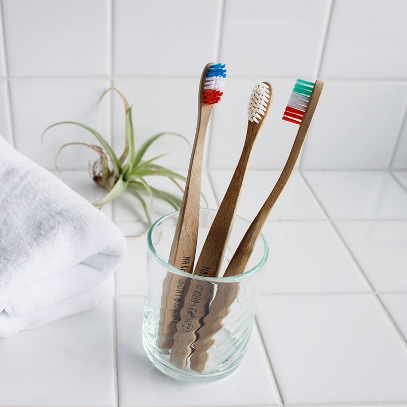 竹牙刷  (3支入) Plentz Tooth Brush  Blue AND Green AND Whiteプレンツ バンブー ハブラシ 3本入 - その他 - 竹製 ブルー