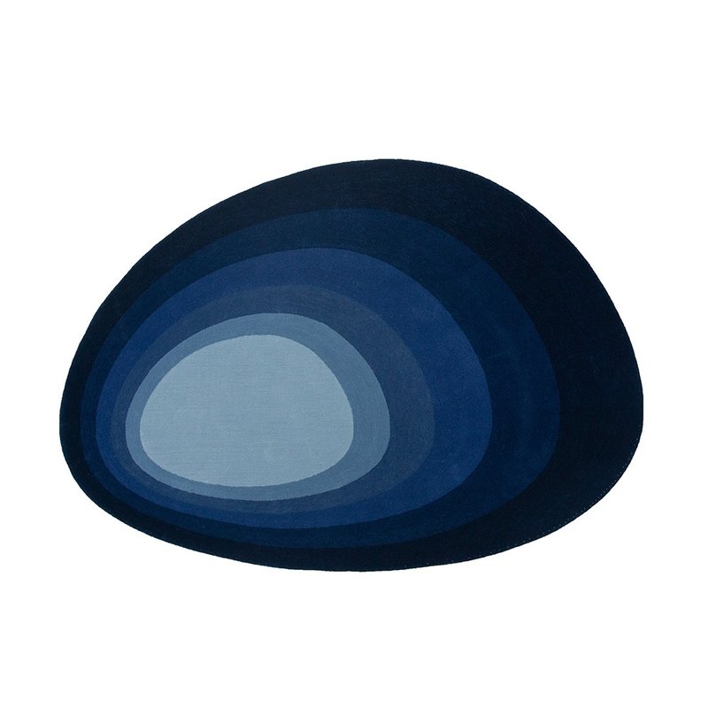 into_the_void_navy 純色階地毯高端羊毛手工藝術地毯 - 地墊/地毯 - 羊毛 藍色