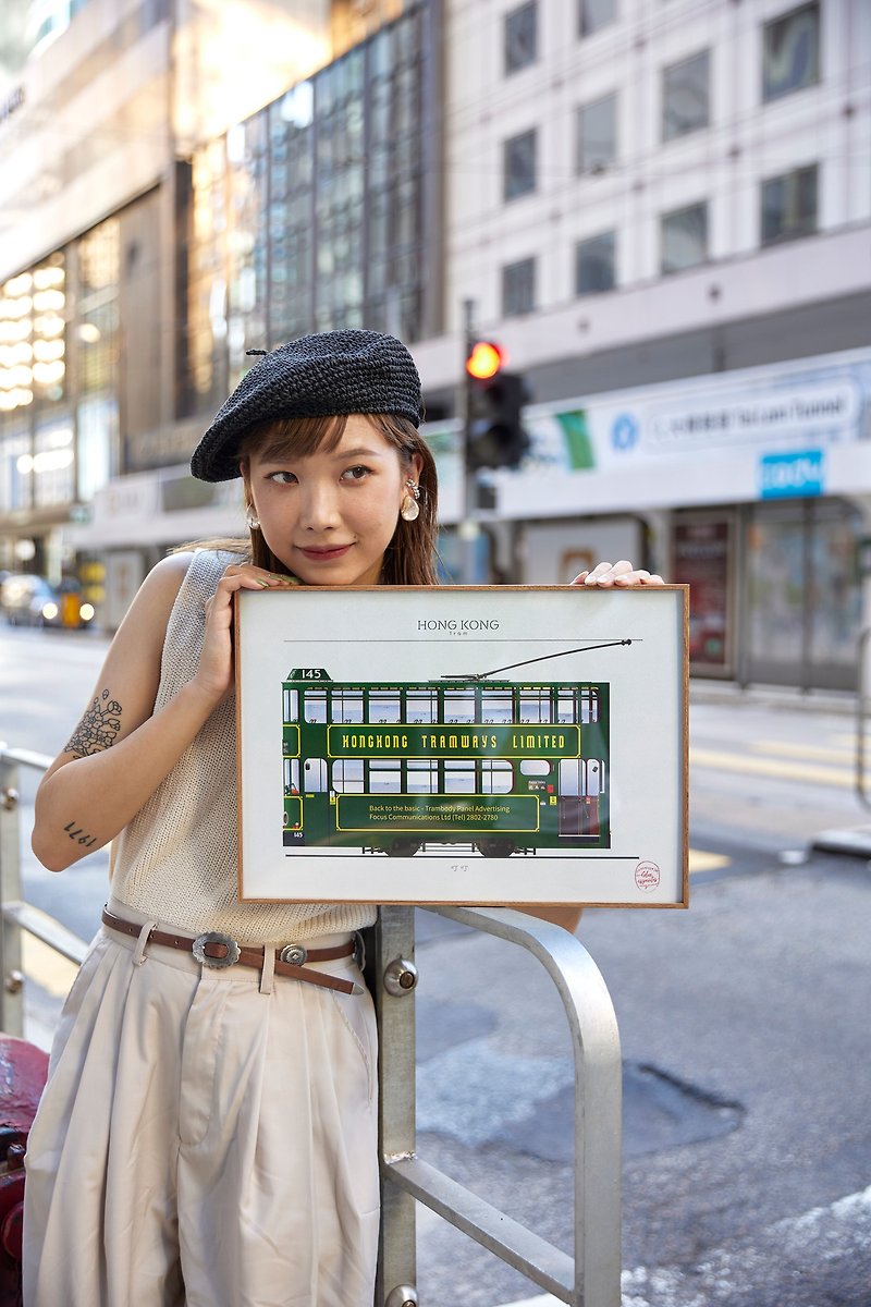 Hong Kong Public Transport Illustration with Frame - Ding Ding (Tram) - Posters - Aluminum Alloy 