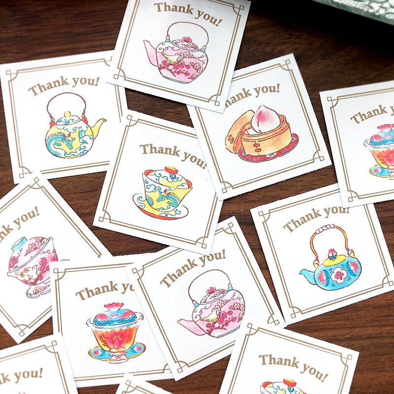 Thank you seal ChinaTea 35 stickers Chinese tea set - Stickers - Paper Multicolor