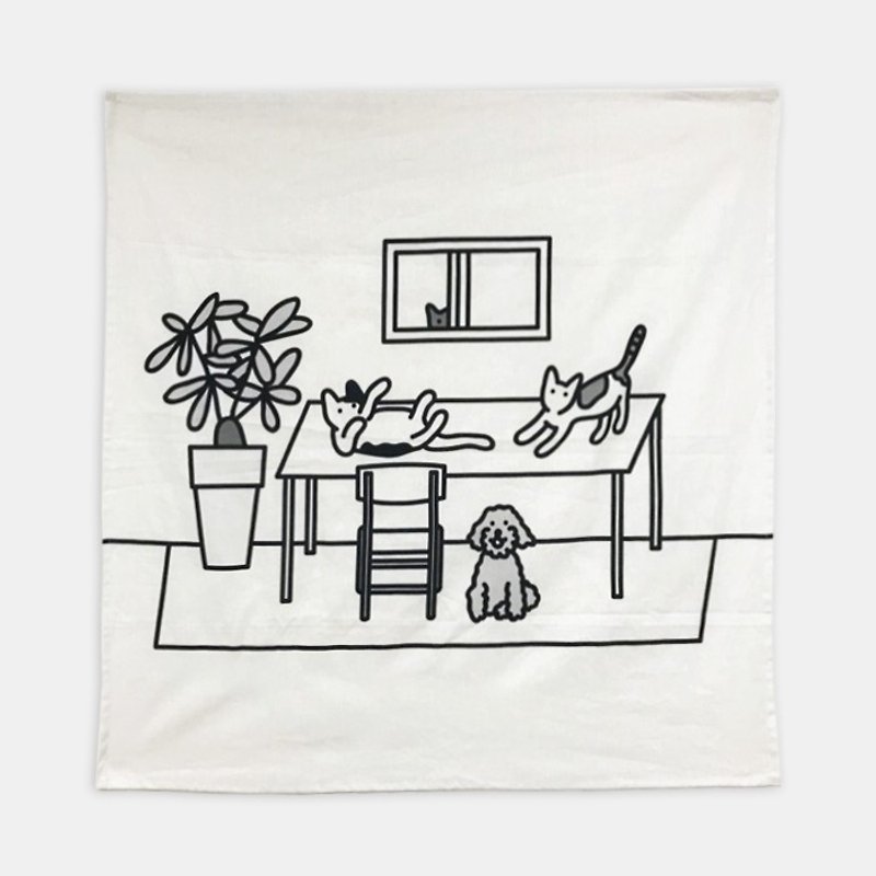 my roommates | illustration fabric poster - โปสเตอร์ - ผ้าฝ้าย/ผ้าลินิน ขาว