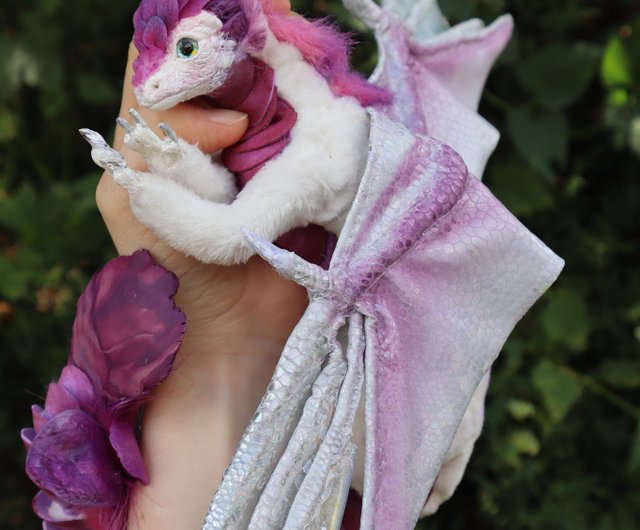 Dragon Art Doll posable Plush fantasy creature, poseable snake pink baby dragon offers long tail