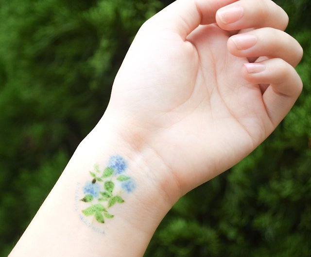 A blue hydrangea my first tattoo ever  rtattoo
