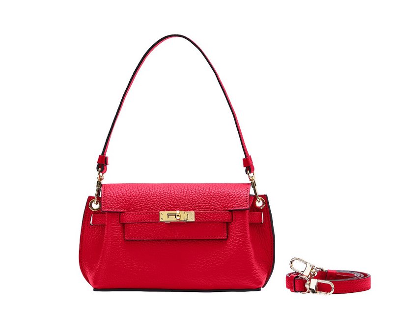 i CUTE時尚三用手工訂製迷你提包 - 手提包/手提袋 - 真皮 紅色